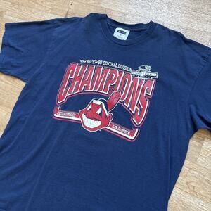 Vintage 90s CLEVELAND INDIANS 1998 Division Champions blue 95 96 97 98 XL CSA